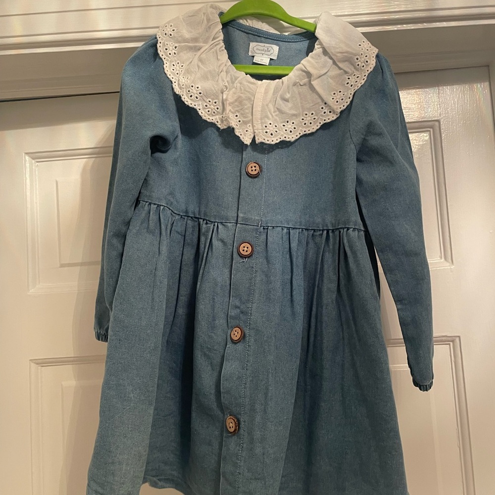 Mud Pie Denim Dress with Eyelet Collar